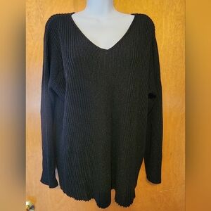 Women's Black W/ Shimmer V-Neck Sweater